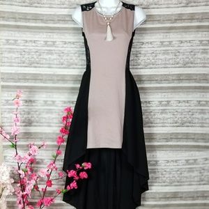 Beautiful Rose Pink and Black Hi Low Dress